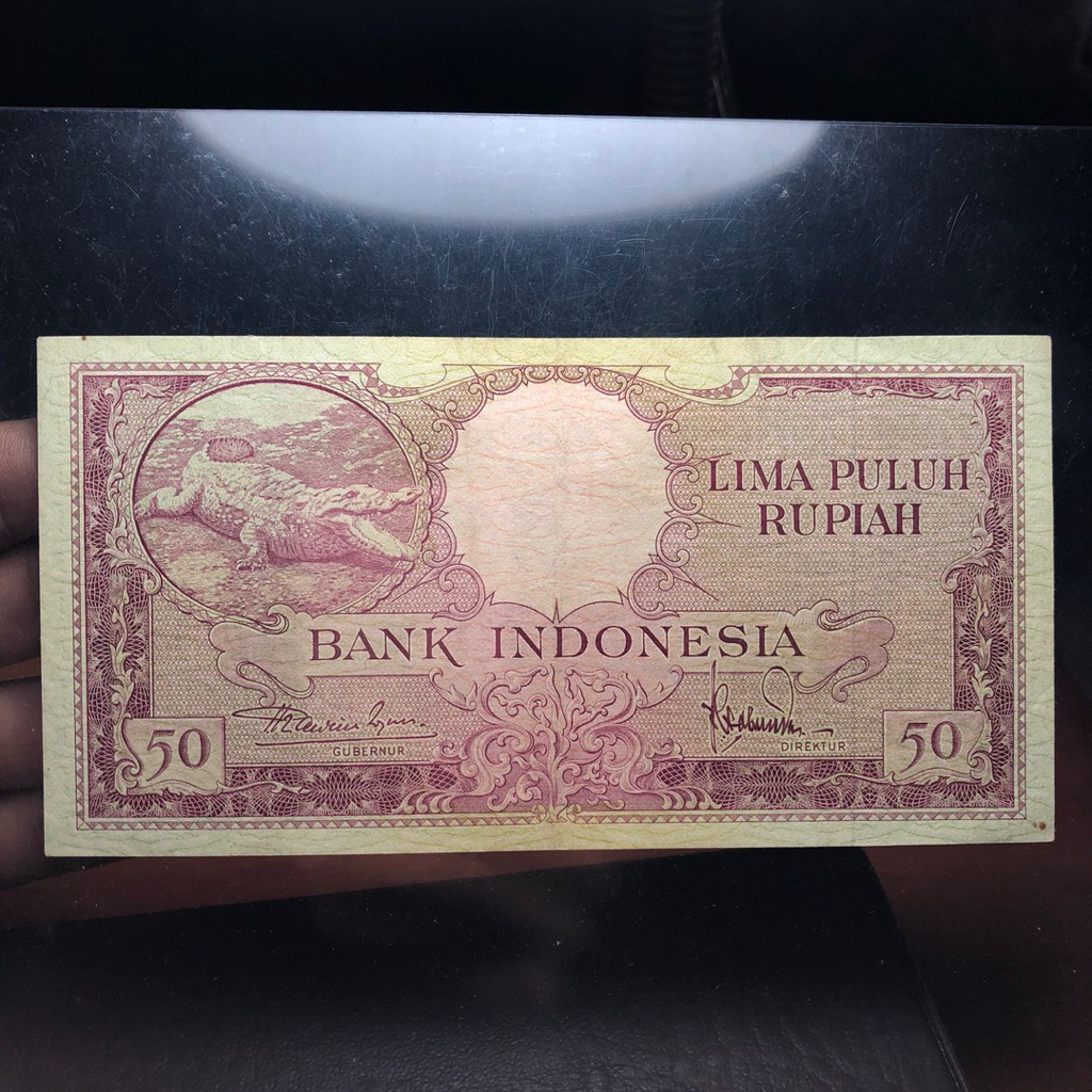 Uang Kuno 50 Rupiah Seri Buaya 1957 Asli No. seri JH