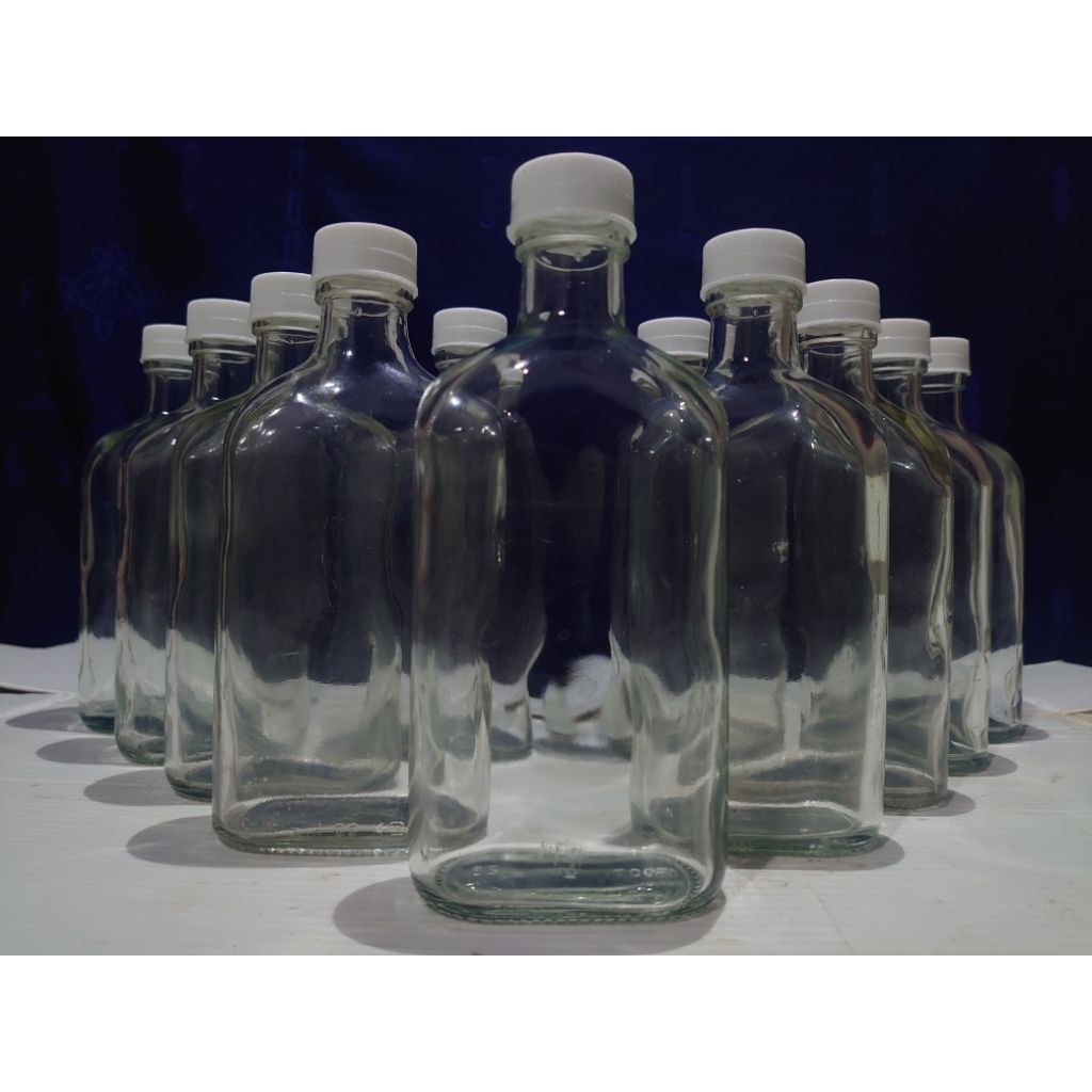 botol kaca gepeng 250ml, botol madu ,