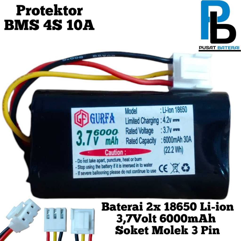Baterai Speaker JBL Dan Elektronik Lainnya Type 2X Li-ion 18650 6000mAh 3,7Volt BMS 1S 3A