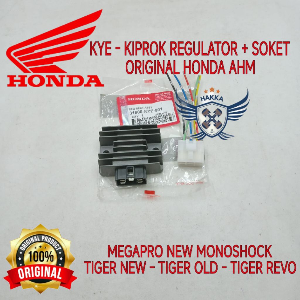 KYE ORIGINAL KIPROK REGULATOR + SOKET HONDA MEGAPRO NEW MONOSHOCK, ORIGINAL KIPROK REGULATOR HONDA T