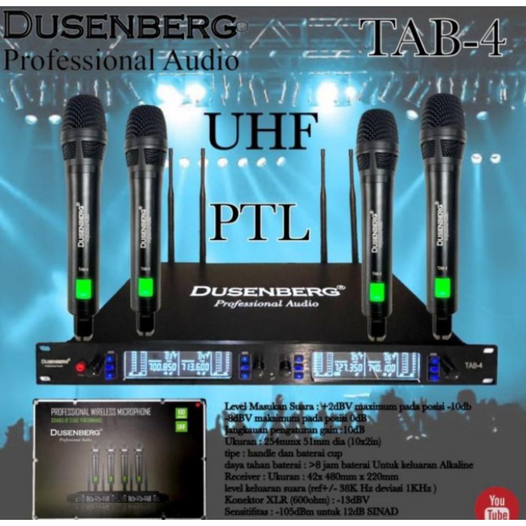 MIC WIRELESS UHF DUSENBERG TAB-4 MICROPHONE 4  CHANNEL