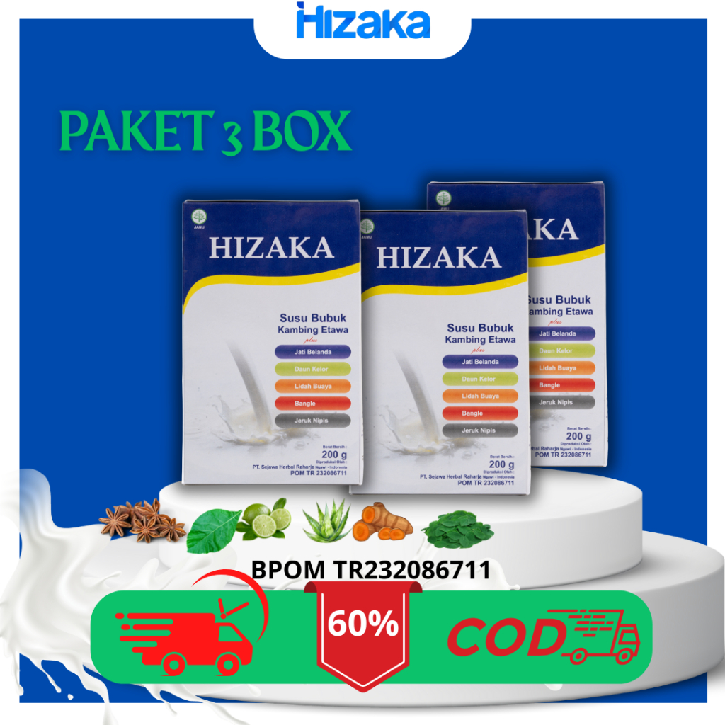 

HIZAKA PAKET 3 BOX SUSU PENURUN BERAT BADAN SEHAT ALAMI SUSU KAMBING ETAWA