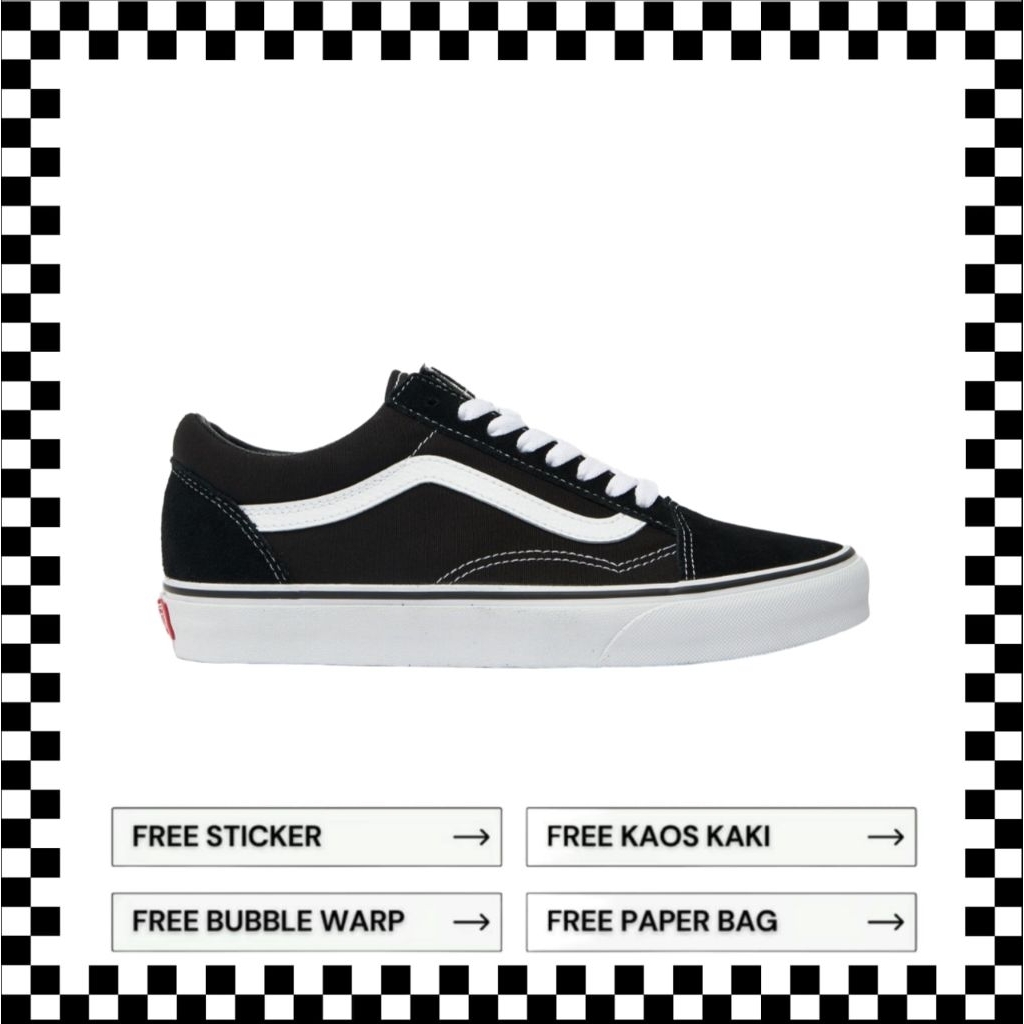 Sepatu Vans Old Skool Black white Resmi Original