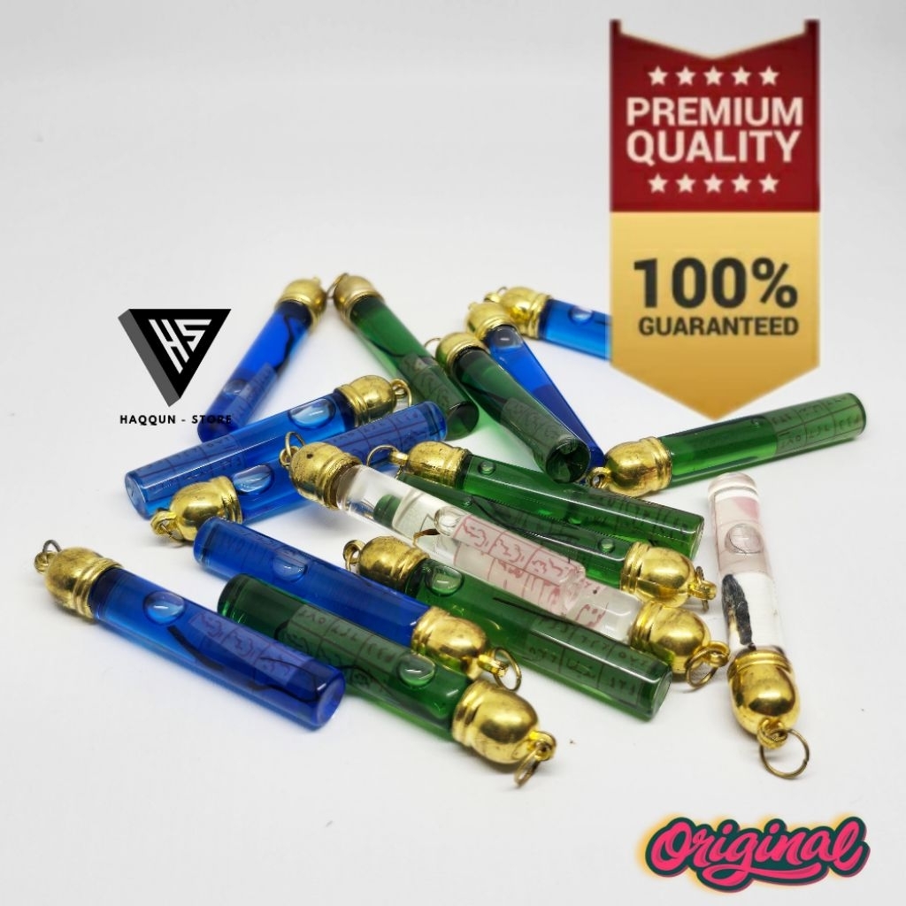 Liontin Tabung Kaca Isi B PP Varian Warna Hijau Biru dan Putih