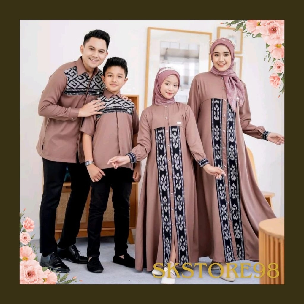 Set couple tenun - baju couple tenun - baju couple keluarga - kemeja tenun - gamis tenun