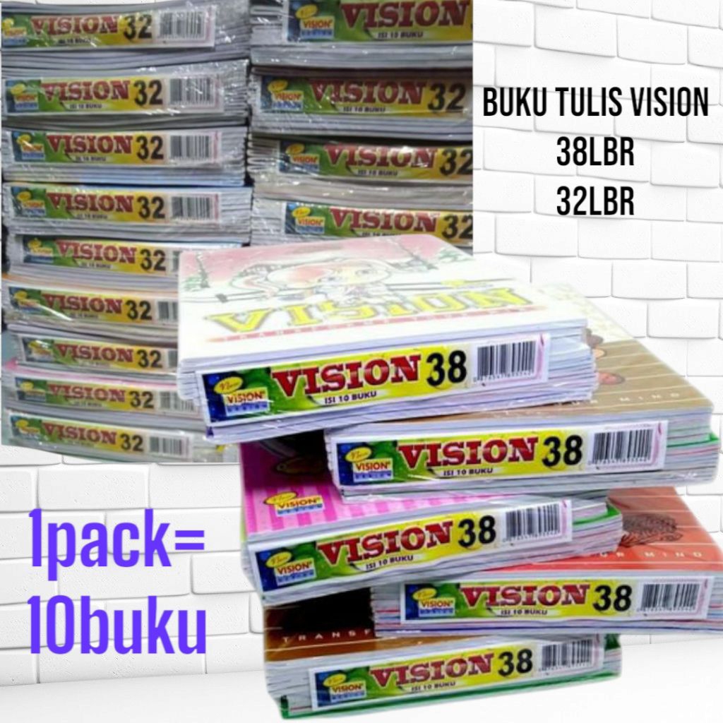 

Buku tulis vision 33lembar 38lembar 1pak isi 10 buku