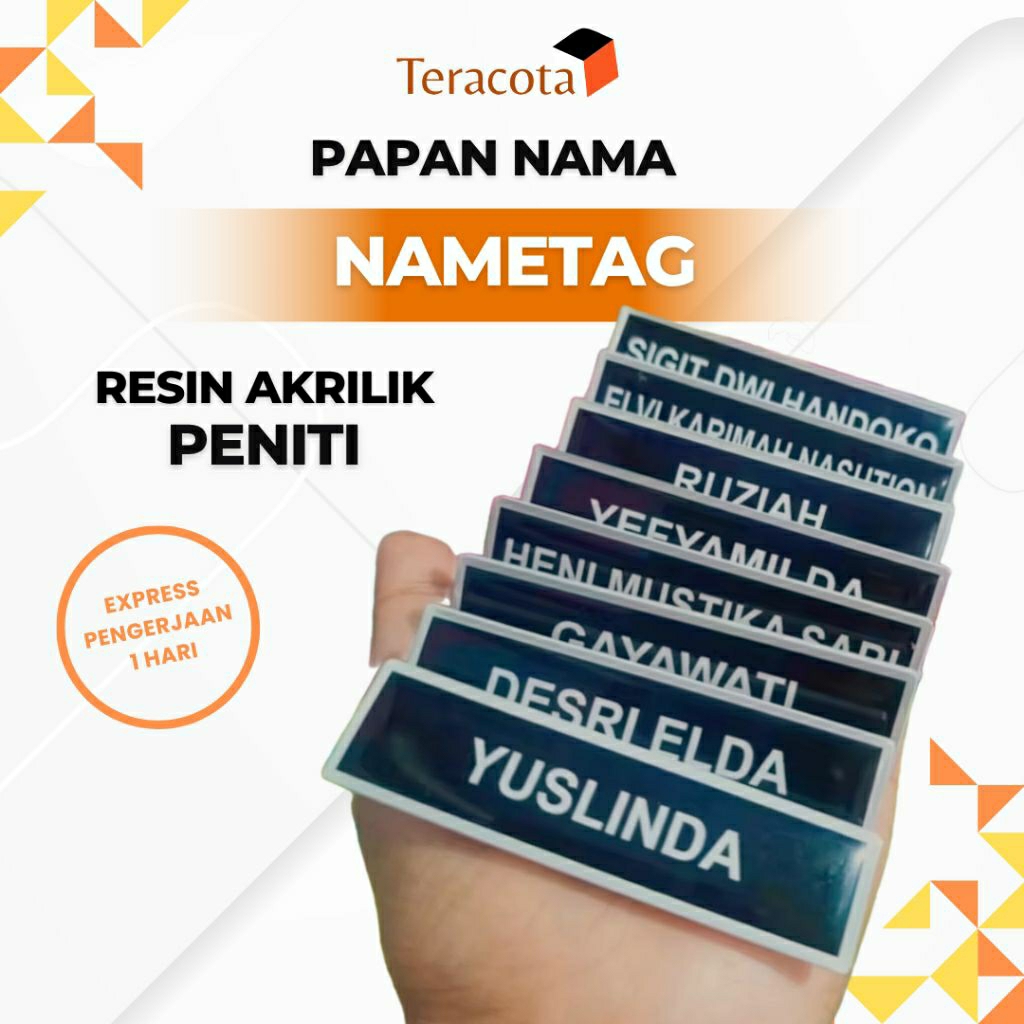 

NameTag Akrilik Resin Magnet Peniti Papan Nama Satuan
