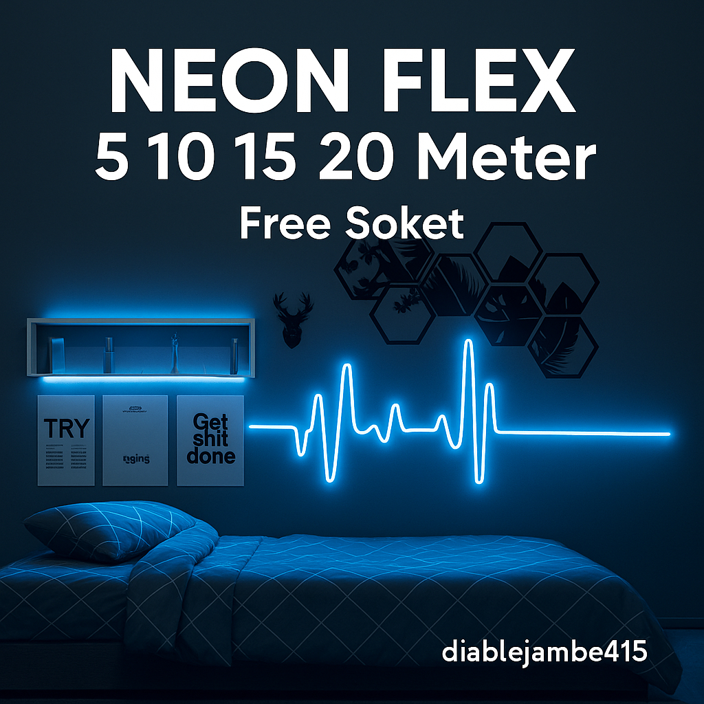 Lampu Led Neon Flex 5 10 15 20 Meter Hias Tempel Dinding Dekorasi Plafon Kamar Tidur Rumah Aesthetic