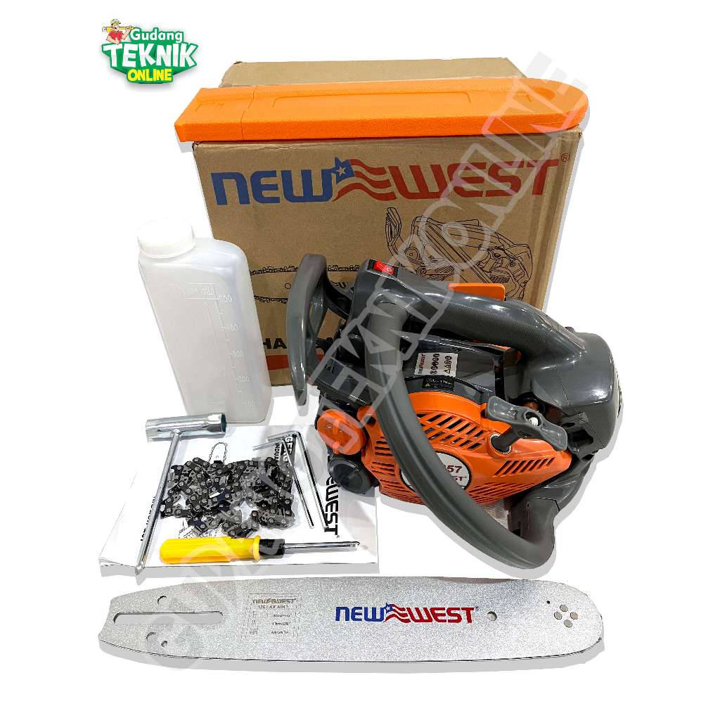 NEW WEST Mesin Gergaji Kayu Chainsaw 12" NEW WEST 257 2 Tak / Mesin Senso Chain Saw Pemotong Potong 