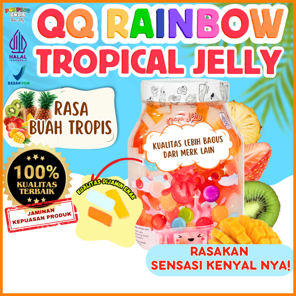 

QQRainbowJellyKonyakuToppingMinumanCocokDengan MAXFOOD Bubuk Es Krim Ice Cream Powder - Tropical Jelly Buah Tropis 500 Gram | Cocok Untuk Semua Jenis Minuman