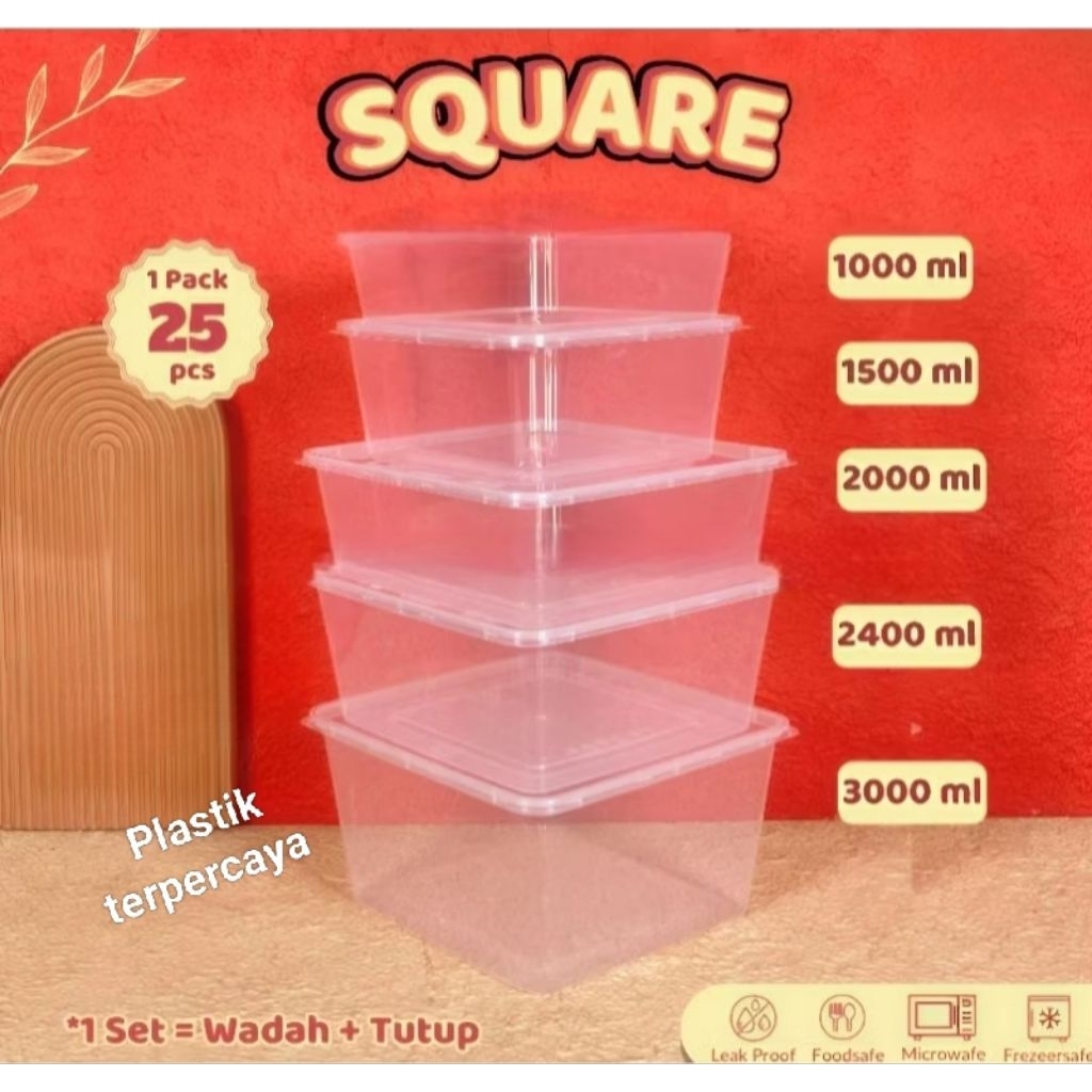 Thinwall Kotak Makan Plastik 2000 ml 3000ml Isi 10 pcs Tempat Box Nasi Microwave Food Container