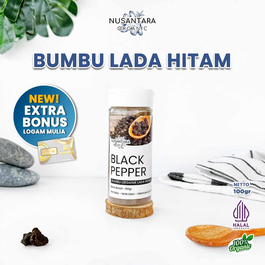 

Nusantara Organic Lada Hitam Bubuk Blackpepper Powder Organik Murni Tanpa Campuran Alami 100gr