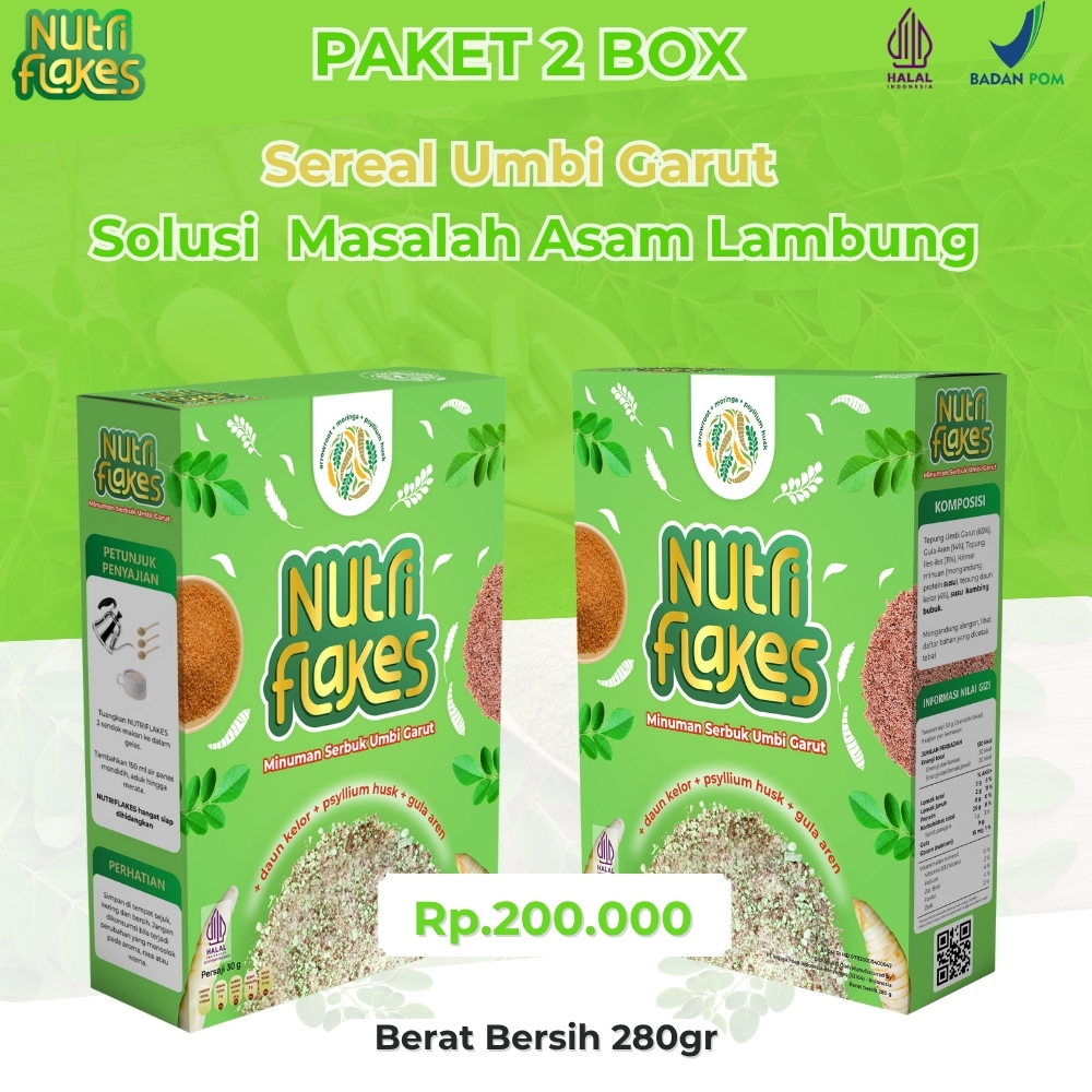 

Nutriflakes Paket 2 Box Sereal Terapi Asam Lambung