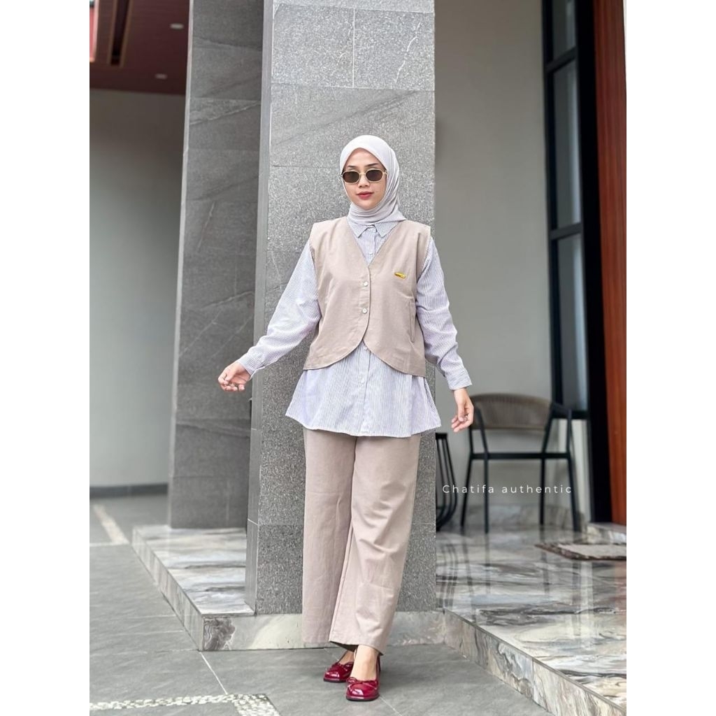 set CESIL by Chatifa Authentic | One set wanita | katun linen premium | 100% original