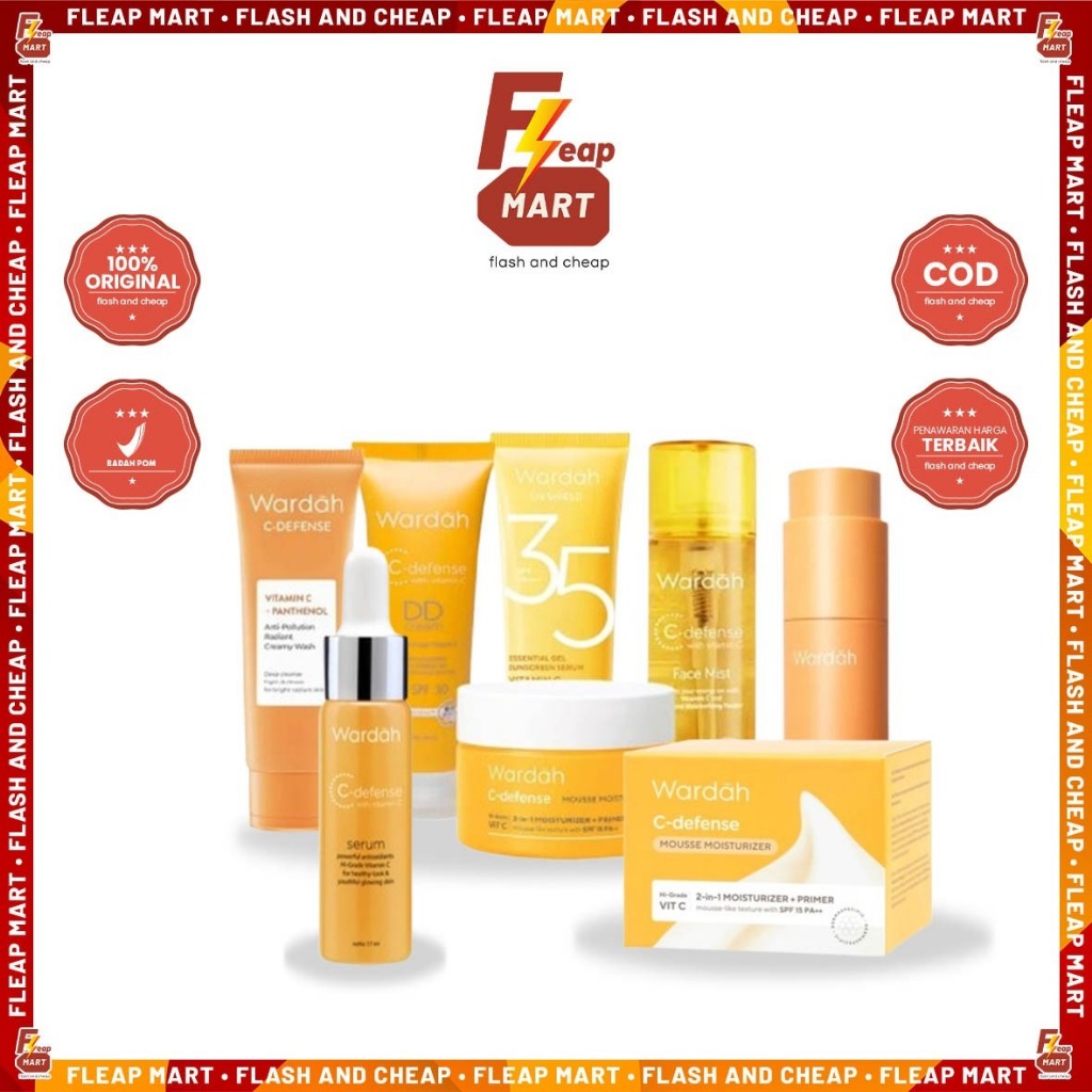 WARDAH C-DEFENSE Series - DD Cream Face Mist Creamy Wash Serum