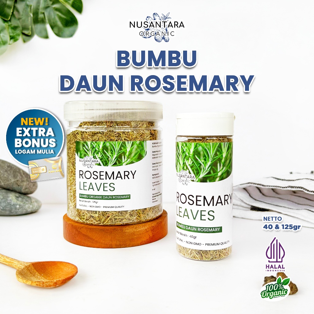 

Nusantara Organic Daun Rosemary Dried Leaves Tanpa Campuran Kering Murni Organik Bumbu Dapur