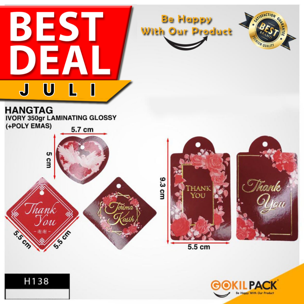 

Hangtag|Thank You|Kartu Ucapan|Mmurah|Ivory|Hiasan|Label|Aksesoris|H138