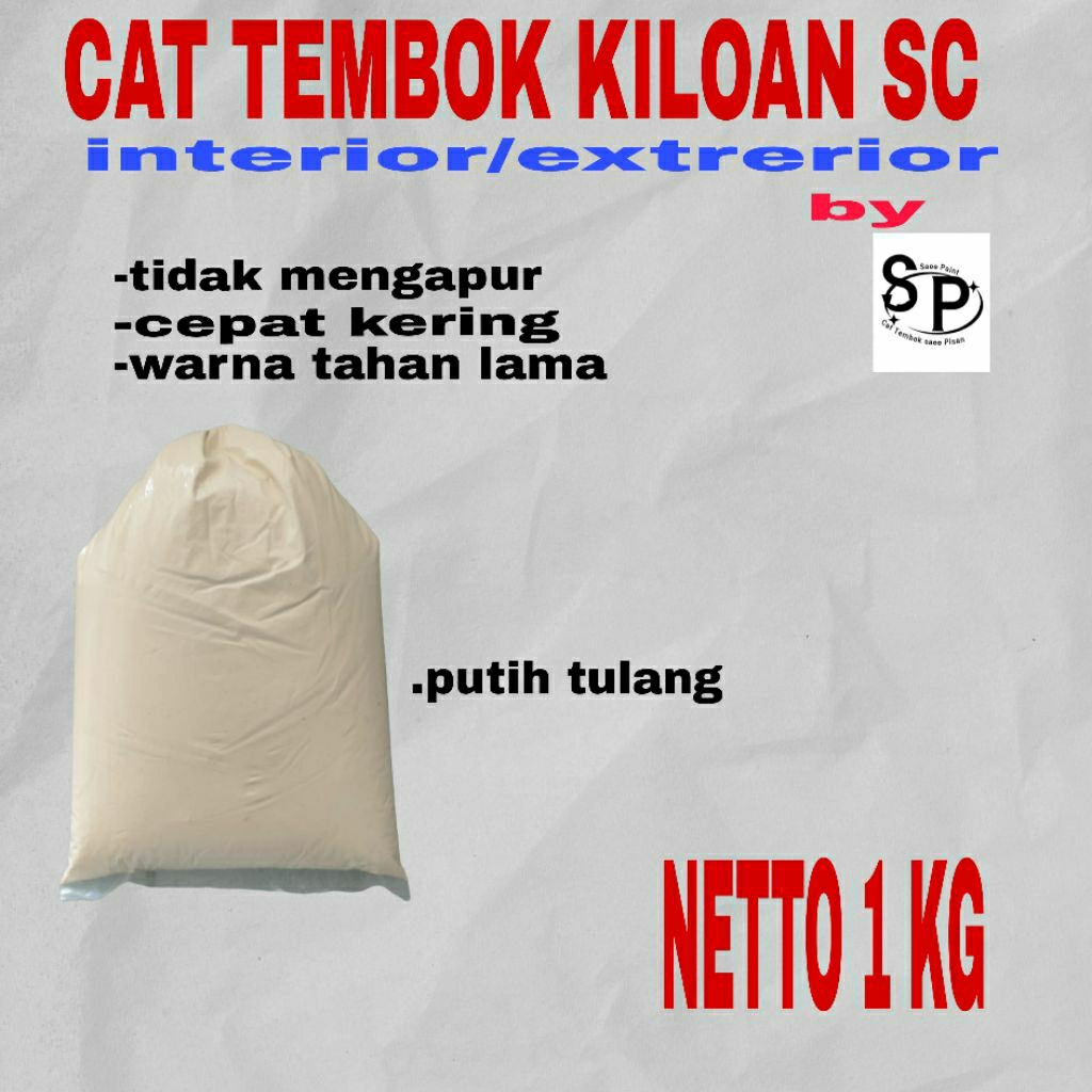 Cat tembok kiloan warna putih tulang berkualitas sc interior & extrerior
