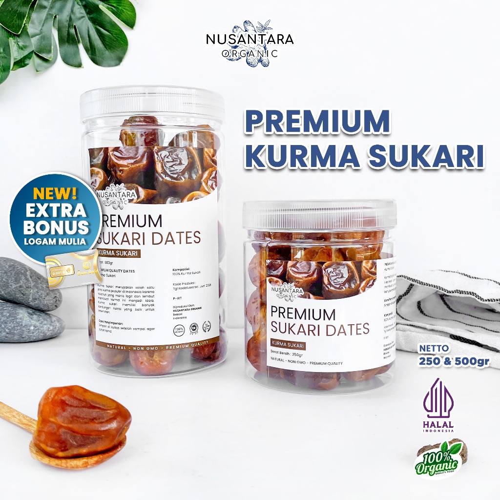 

Nusantara Organic Kurma Sukari Sukkari Dates Grade A Manis Lembut Asli Saudi Arabia