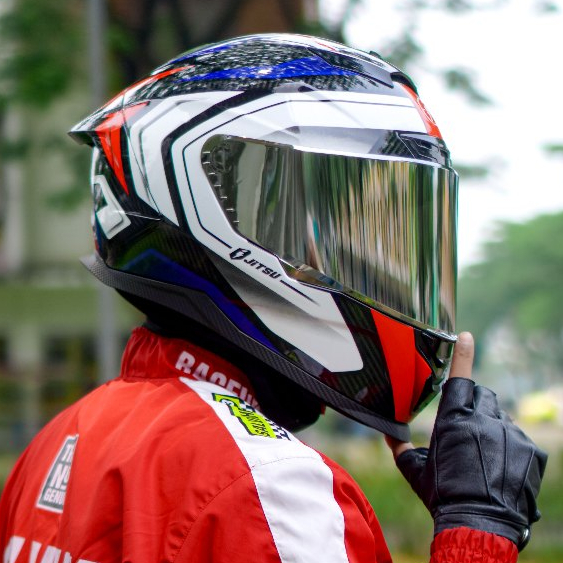 Jitsu Air 1 Motif Element Doff Visor Silver Terbaru / Helm Full Face Jitsu