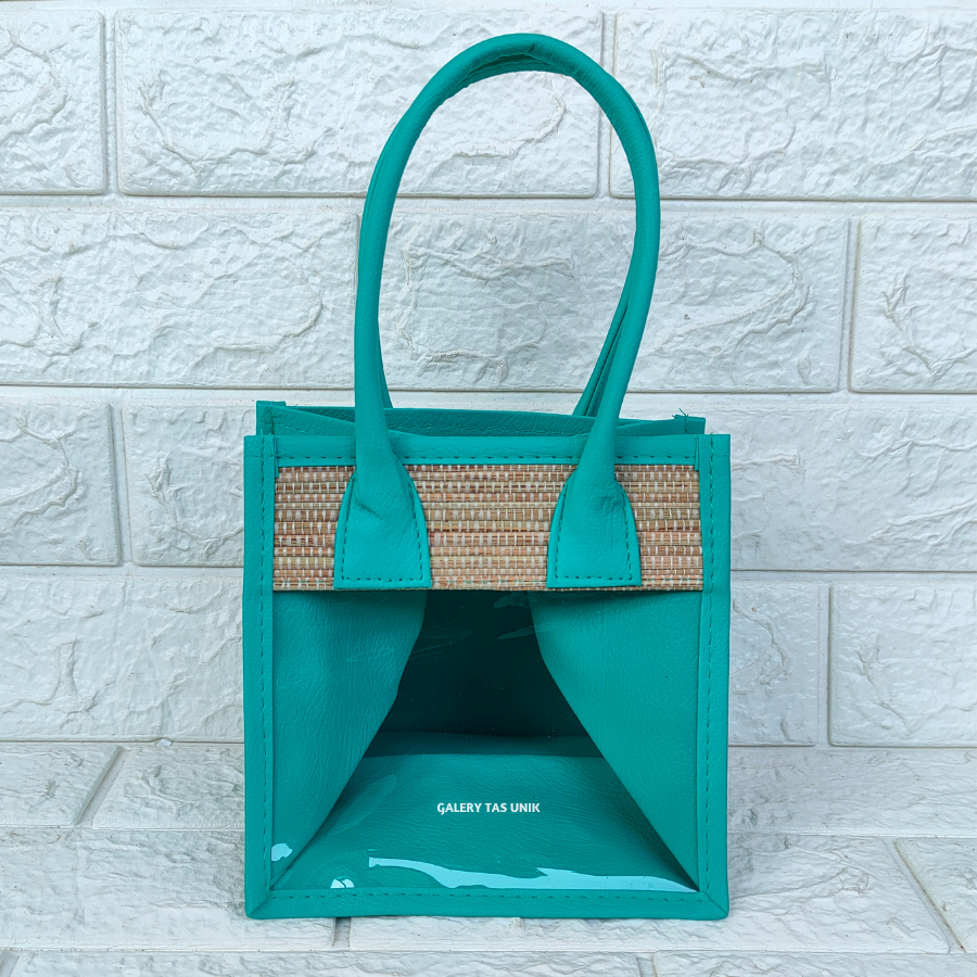 

Tas Hampers Mika Mendong (Hijau Tosca) Untuk 2 Toples Biggy Keranjang Parcel Mika Transparan Hari Raya