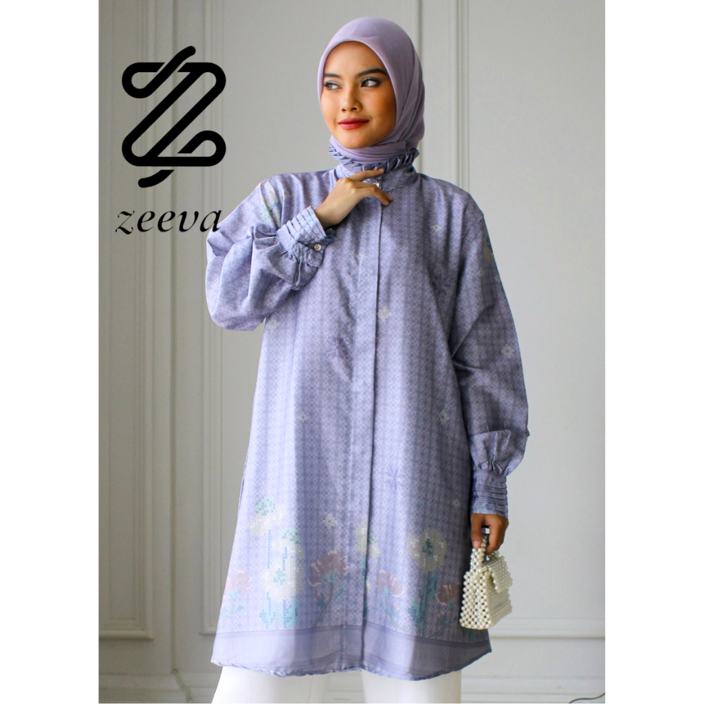 Zeeva - Nayla Tunik Kemeja Atasan Sutra Silk Printing Premium