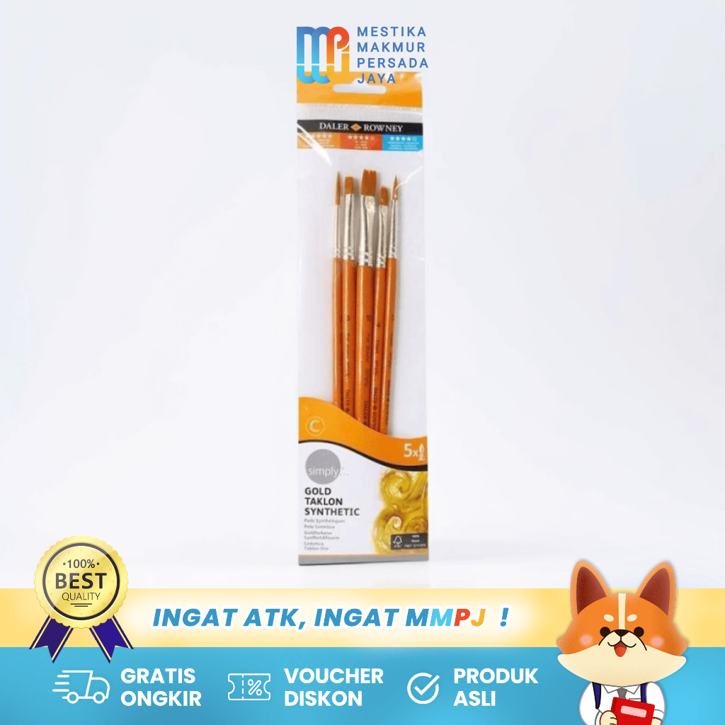 

Daler Rowney Simply Gold Taklon 5 Pcs – Kuas Acrylic Sintetik Pegangan Pendek 216920501