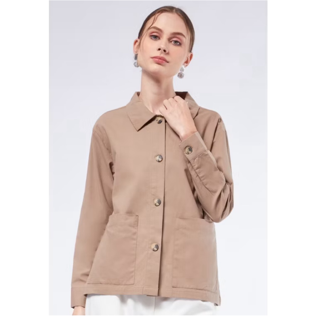 Preloved Executive Long Sleeve Trucker Jacket Khaki