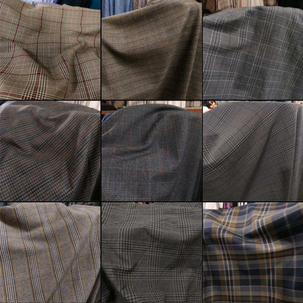 vii Bahan Kain Semi Wool Tebal Motif Kotak / Kain Semi Wool / Kain Wool, Harga Per 0,5 Meter (