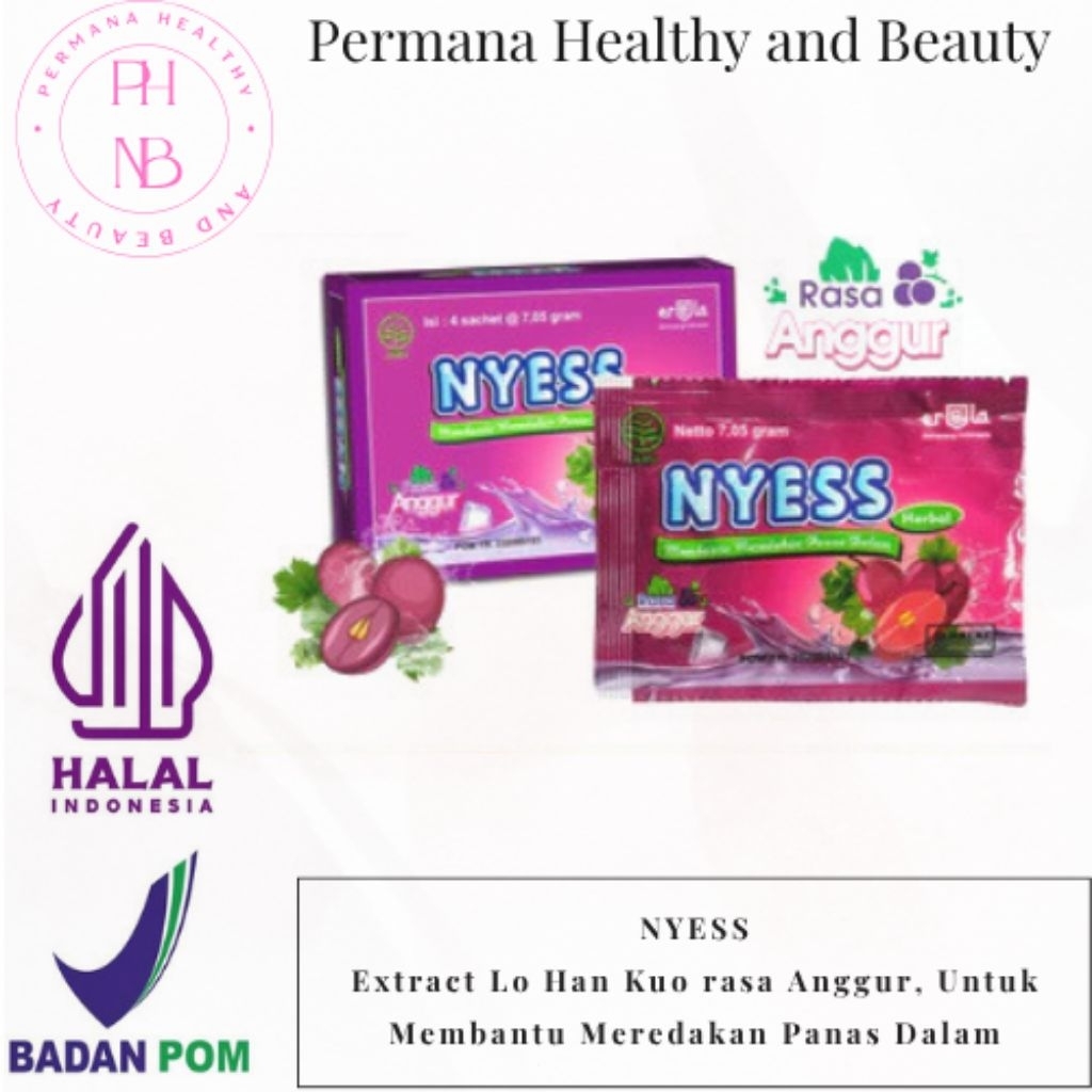 

NYESS ANGGUR ISI 12 SACHET / NYESS 1 RENCENG RASA ANGGUR / MINUMAN PANAS DALAM dan SAKIT TENGGOROKAN / LUO HAN KUO