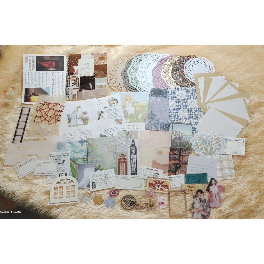 

scrapbook Journaling 60 pcs lengkap kertas premium hampers ultah vintage buku diari DIY bujo sticker penpal