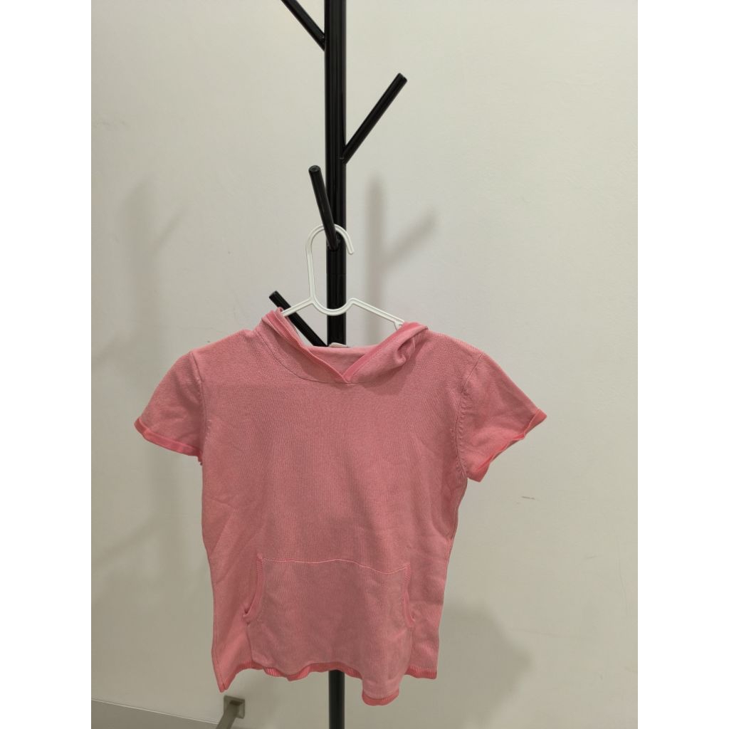 Pink short sleeve hoodie
