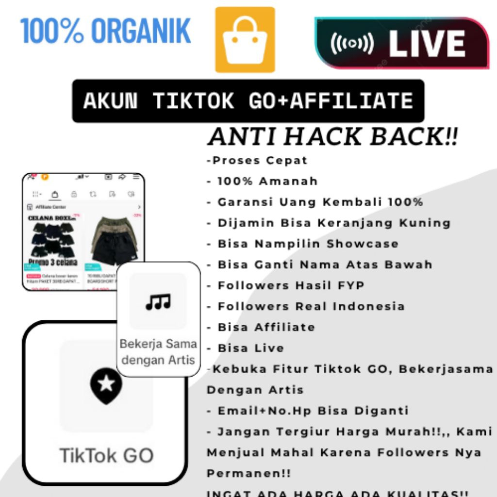 AKUN TIKTOK GO 1K FOLLOWERS ON AFFILIATE