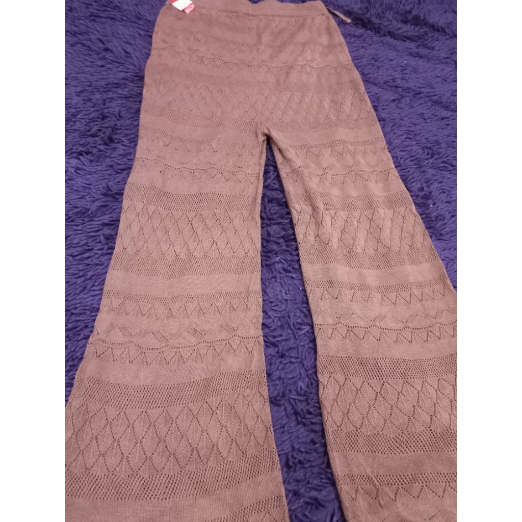 Celana Kulot Cutbray Rajut Knit Jaring Niko And..