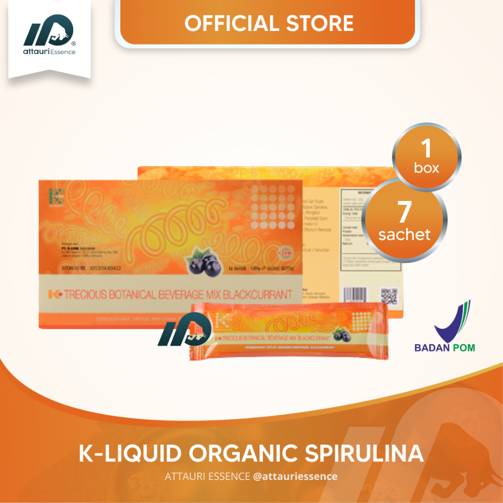 Spirulina K-Link (1 Box isi 7 Sachet) K-Organic Liquid Spirulina K-Trecious Botanical Beverage Mix B