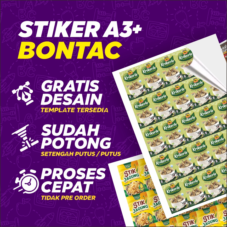 

Cetak Stiker Stiker A3+ Tinggal Tempel untuk Label Minuman Makanan Skincare Kosmetik snack custom