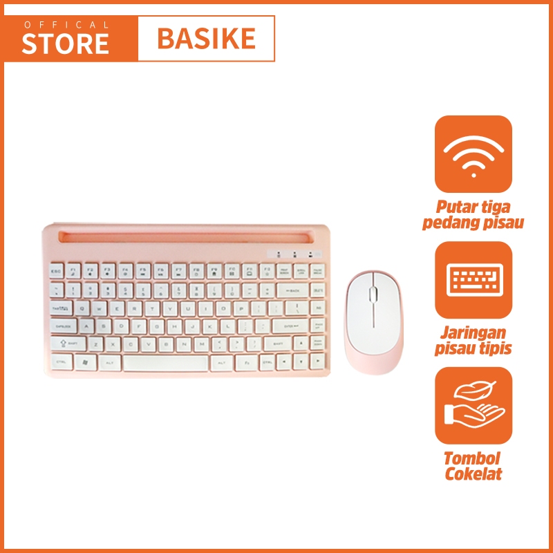 (HOT)BASIKE Keyboard Mouse Wireless Gaming Mechanical 84keys mini Portable for PC Laptop iPad Xiaomi