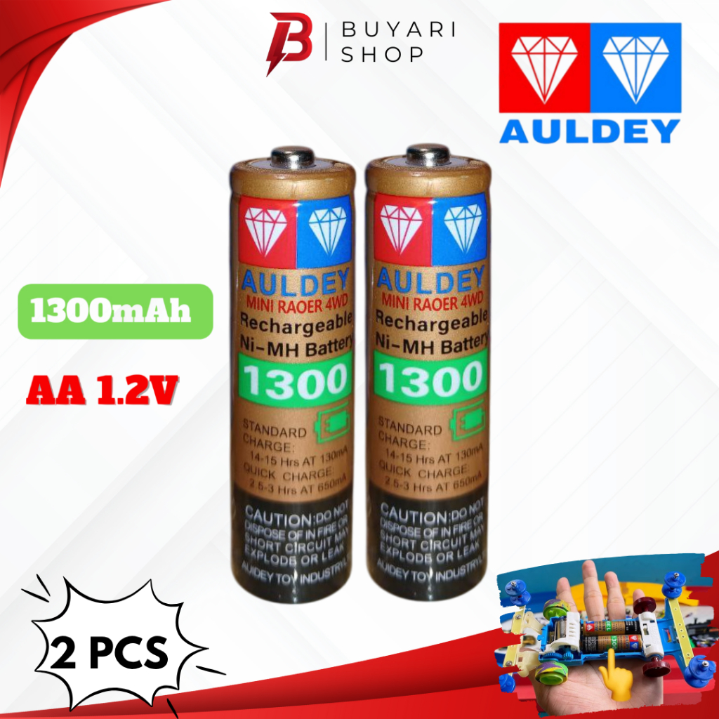 BATERAI BATRE Ni-MH AULDEY AA A2 Rechargeable 2 PCS Battery Batre Cas AULDEY AA A2 1.2V Bisa di Cas 