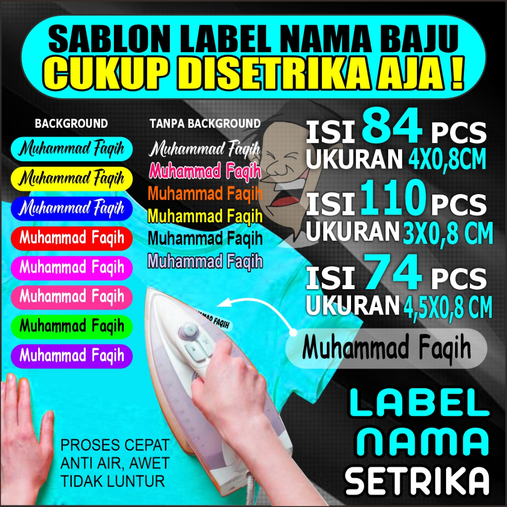 

Sablon Nama / label baju bisa di setrika