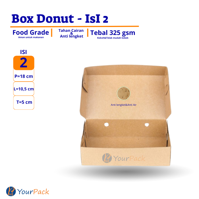 DUS BOX DONAT ISI 2 / ROTI / BROWNIES / KUE / DONUT / BOMBOLONI - Box Donat