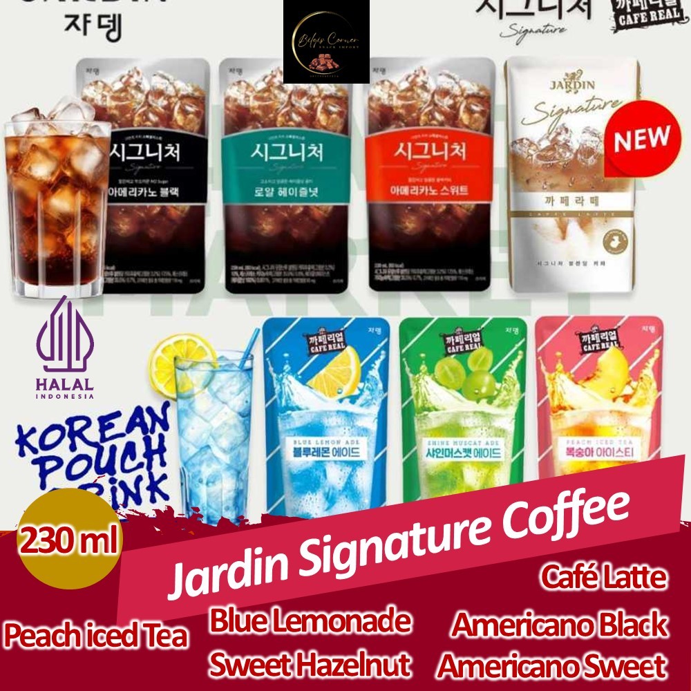 

Jardin Signature Americano Black sweet Hazelnut Cafe Latte Coffee and Blue Lemonade peach iced tea 230 Gram
