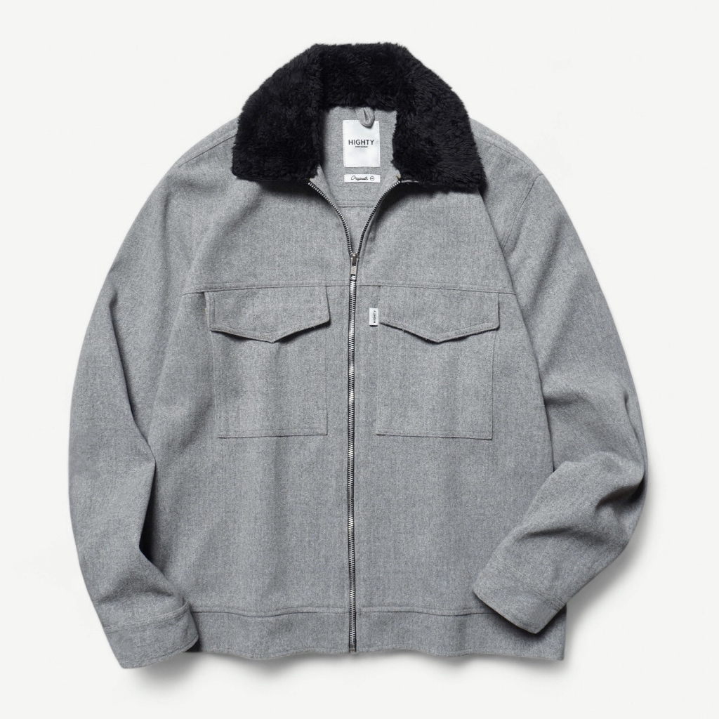 HIGHTY Grey Shearling Wool Jacket | Jaket Lengan Panjang Pria