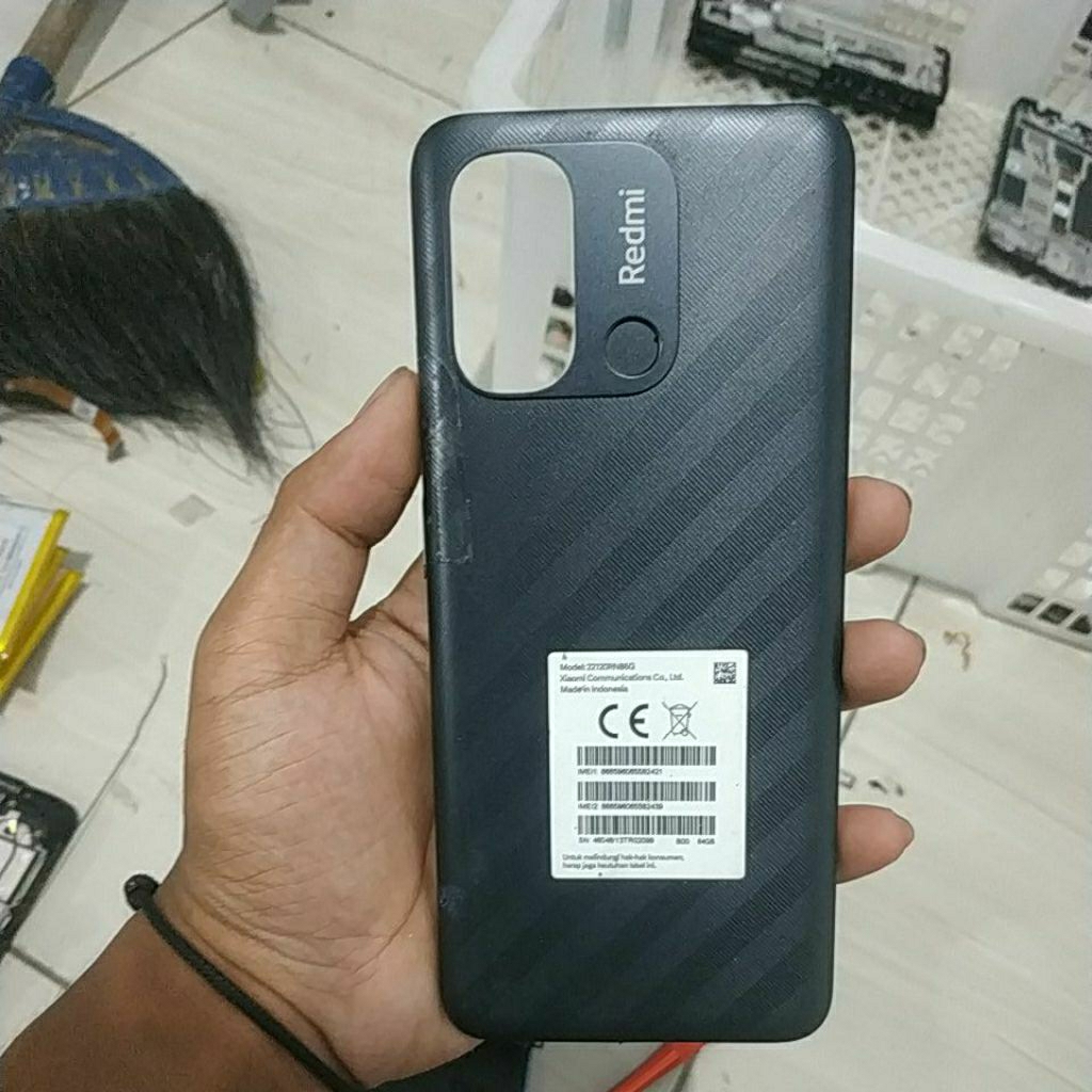 backdoor set fingerprint bekas Redmi 12c tombol lengkap lumayan mulus