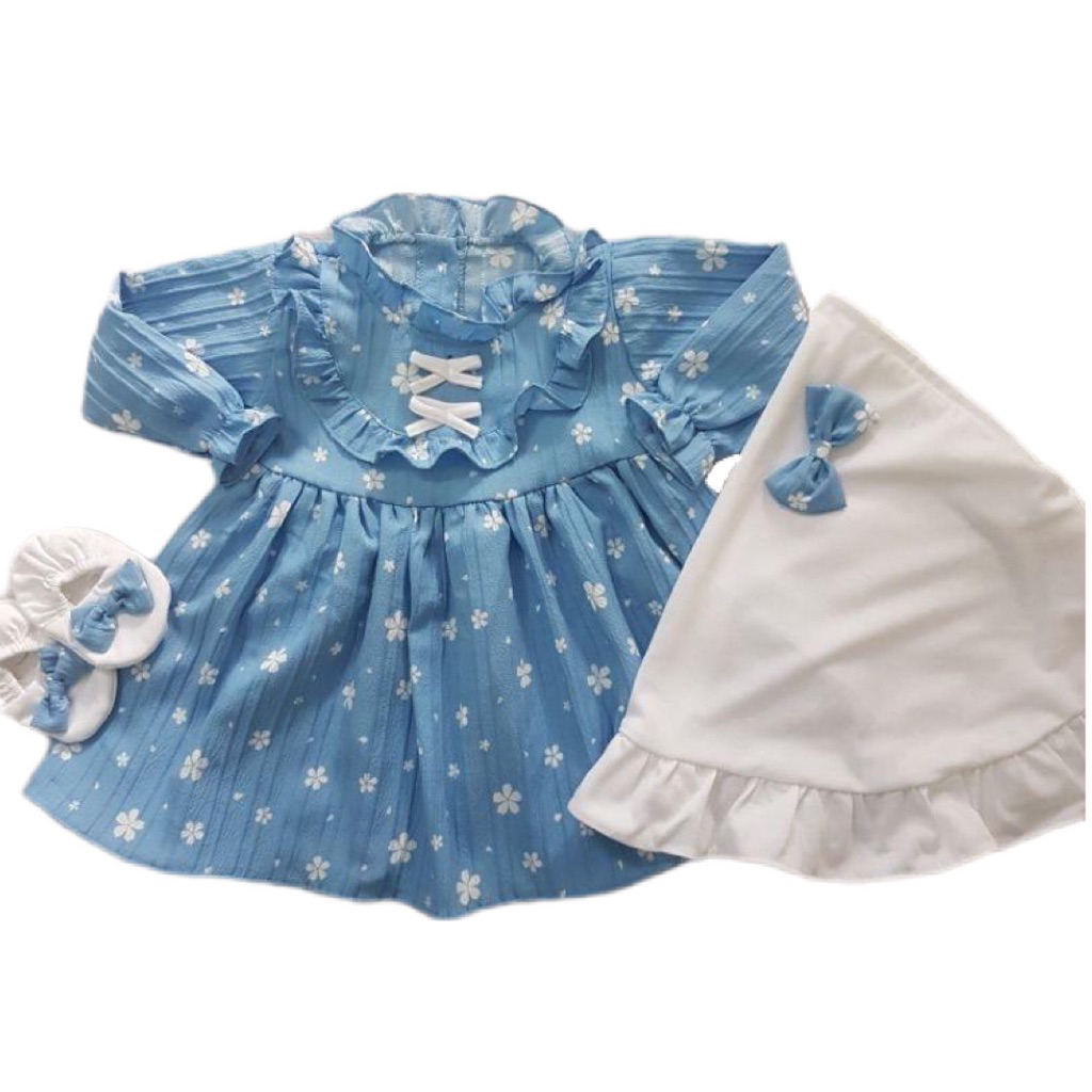 Gamis bayi Setelan overal hijab jilbab minnie baju bayi muslimah lengan panjang lembut merah navy