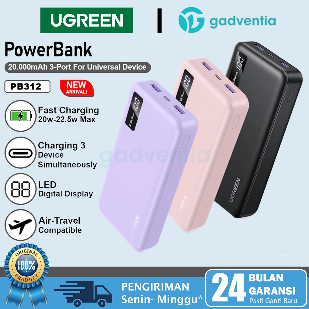 UGREEN Powerbank 10000 20000 mAh Fast Charging 20W 30W PD Type C QC3.0 22.5W Power Bank CCC 25683