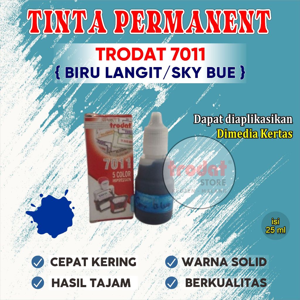 

Tinta Trodat 7011 SKY BLUE / Warna BIRU LANGIT / Refil tinta Trodat Original
