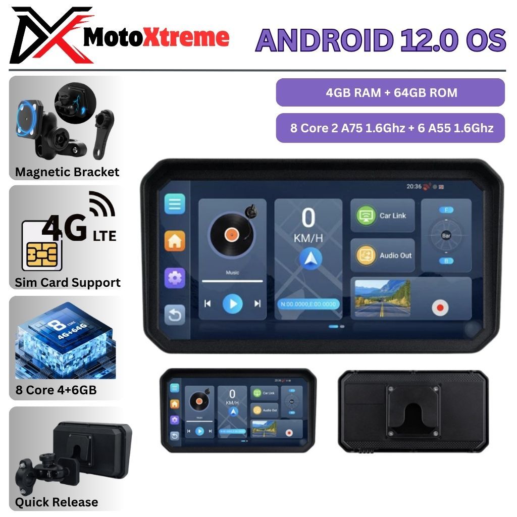 Android Auto Motor | Kamera Depan Belakang Dashcam Gps Navigasi Motor Android 12 Os
