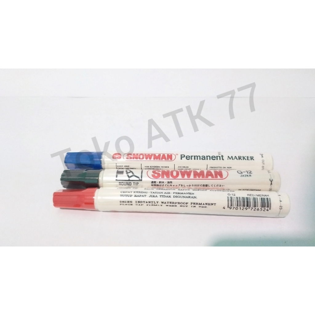 

Spidol Permanent Kardus Dus Hitam Biru Merah G 12 Snowman READY STOCK