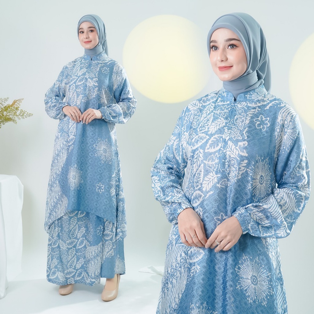 Set Batik Sutra Busui Gamis Busui Kekinian,Batik Kondangan Premium,Kebaya Wisuda Elegan,Setelan Musl