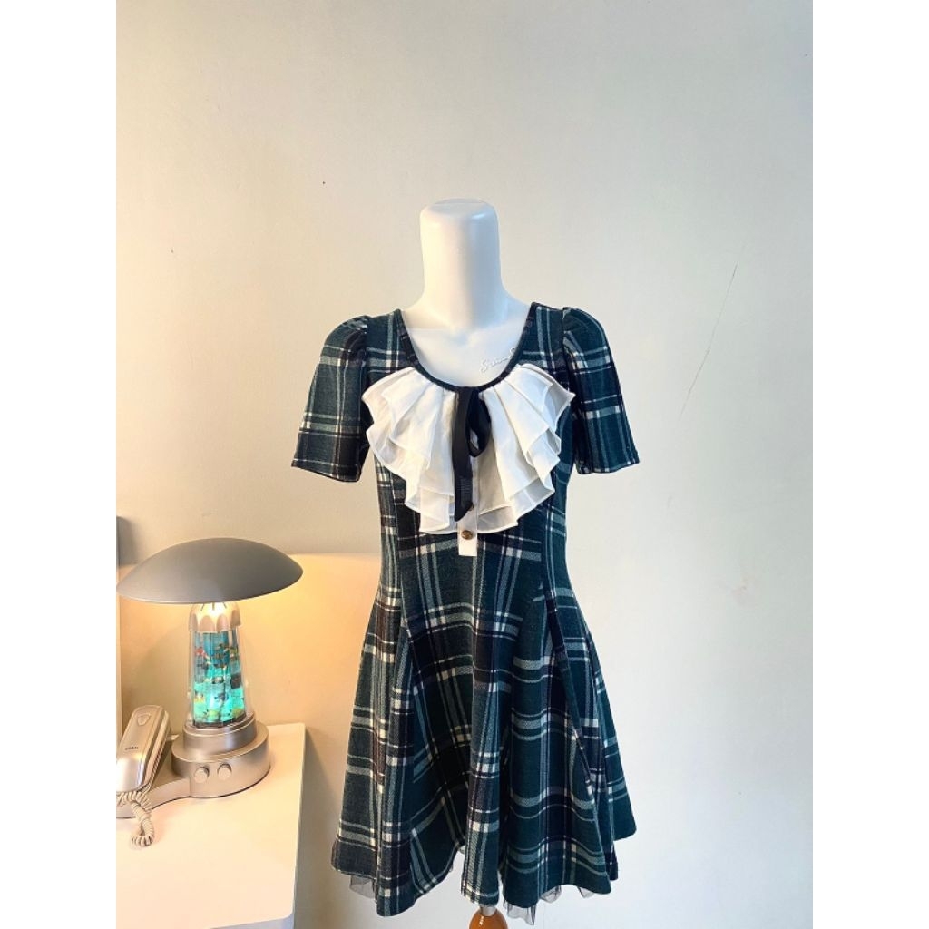 jirai kei dress vintage tralala kotak-kotak Tartan plaid milkmaid